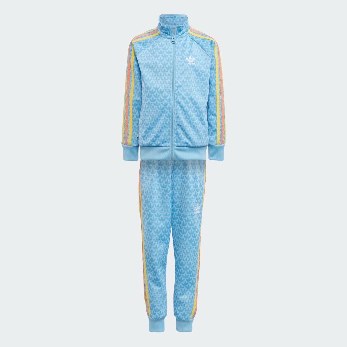 Adidas Monogram Print Track Suit Blue Kids Lifestyle 60 OFF