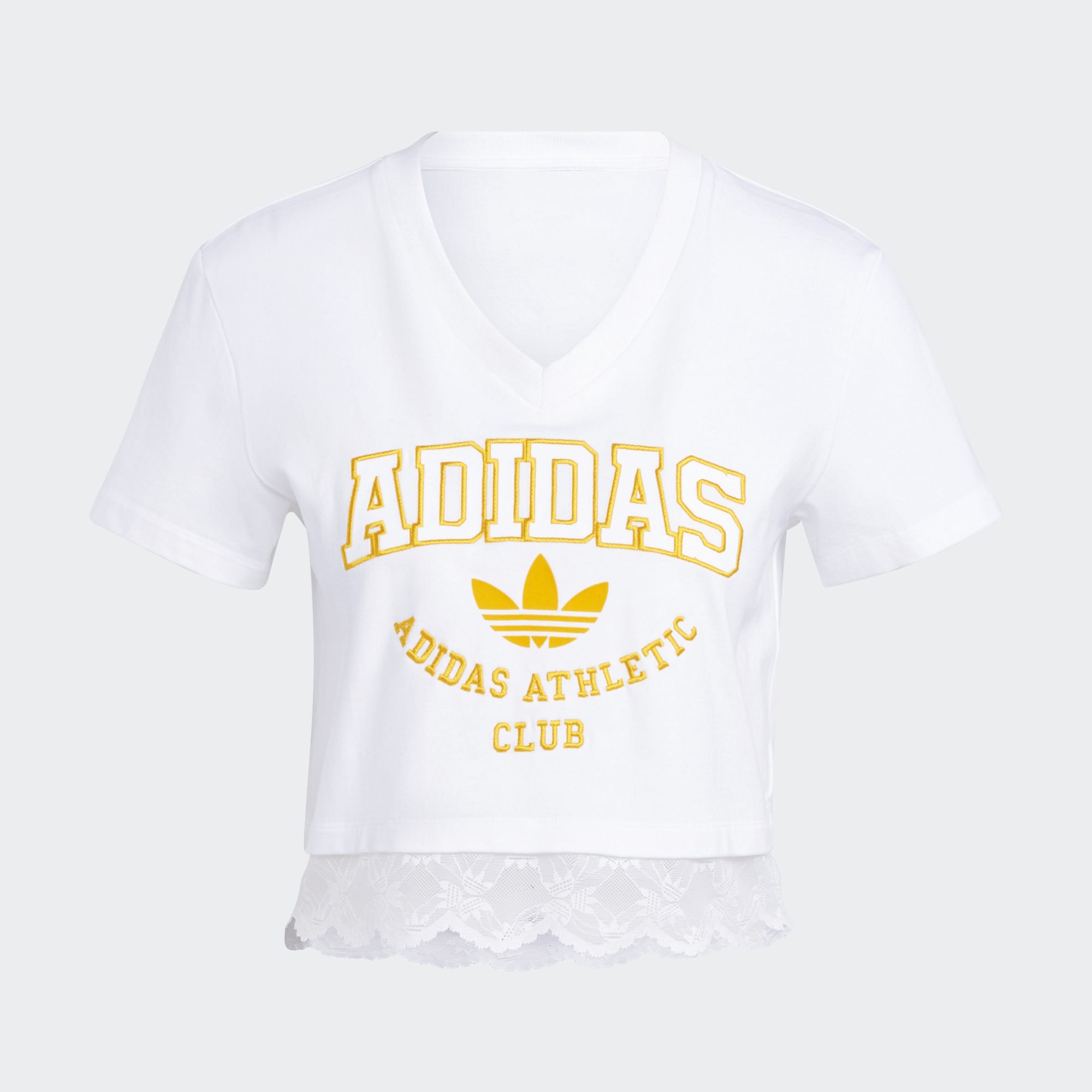 Cropped Lace Trim T Shirt
